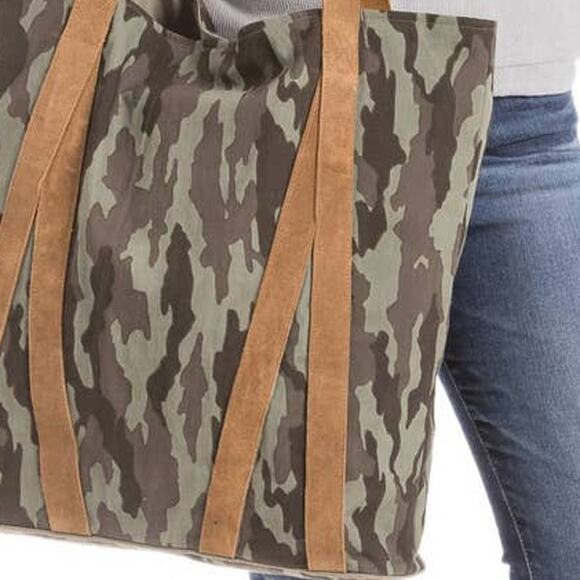 Camo Tote Bag with Leather Straps - Picture 2 of 2